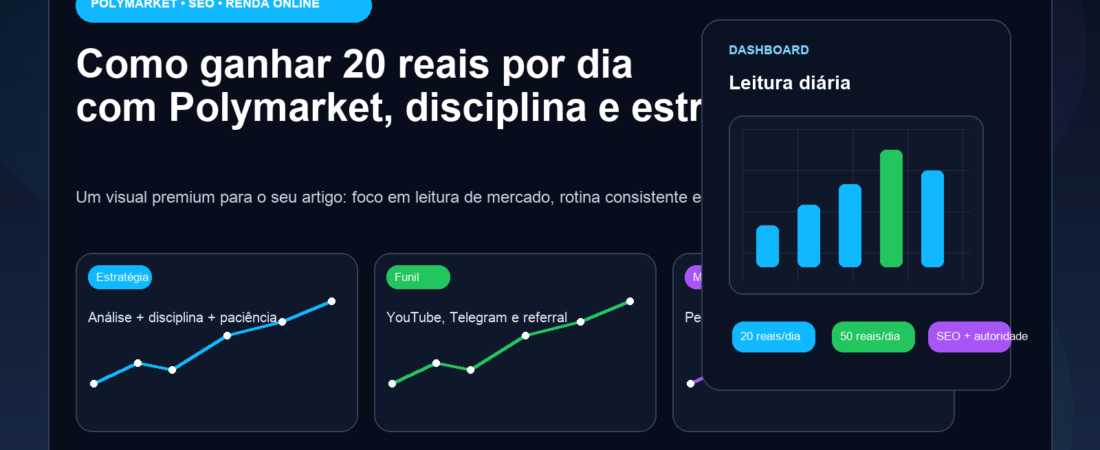 Como ganhar 20 reais por dia com Polymarket: guia prático de estratégia, disciplina e mentalidade de CEO