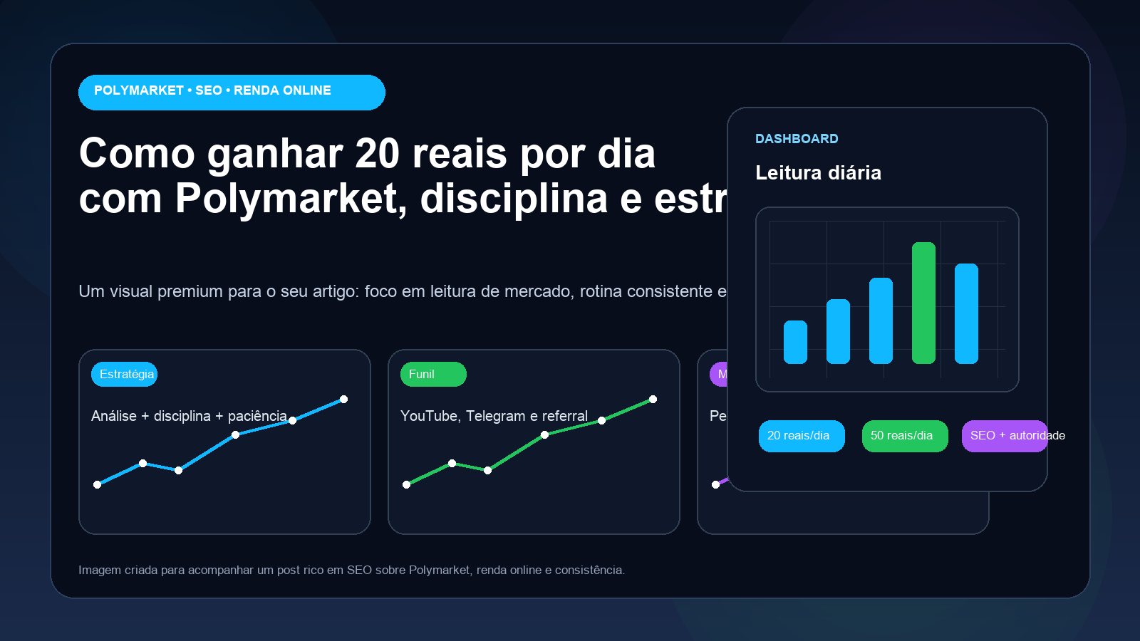 Como ganhar 20 reais por dia com Polymarket: guia prático de estratégia, disciplina e mentalidade de CEO